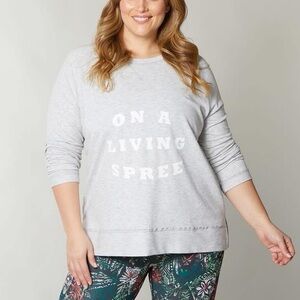 NEW Hana Surf Shirt White Heather Gray Sweatshirt 2X Plus ON A LIVING SPREE